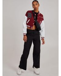 Pink Vanilla - Vanilla Contrast Sleeve Baseball Jacket - Lyst
