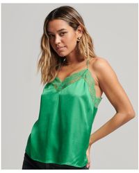 Superdry - Lace Trim Satin Cami Top - Lyst