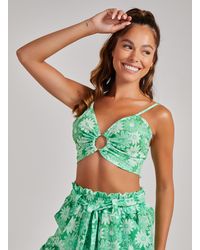 Pink Vanilla - Daisy Print Tie Back Crop Top - Lyst