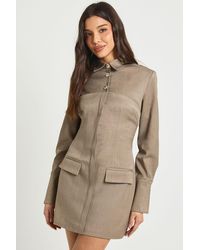 Boohoo - Tailored Double Layer Utility Shirt Dress - Lyst
