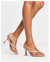 ASOS - Halle Padded Toe Thong Heeled Sandals - Lyst