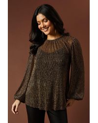 Oasis - Occasion Plisse Balloon Sleeve Top - Lyst