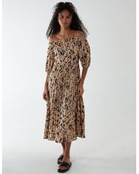 Blue Vanilla - Bardot Midi Dress With Pleated Hem - Lyst