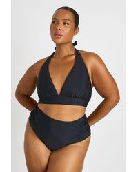 Boohoo - Plus Plunge Top & Tummy Control Ruched Bottom Bikini Set - Lyst