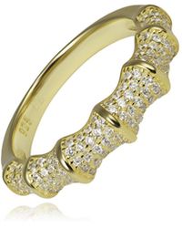 The Jewellery Stockroom - Plated Cz Pave Bamboo Ring - Lyst