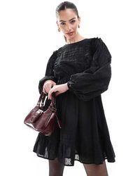 Miss Selfridge - Long Sleeve Pintuck Trim Insert Mini Dress - Lyst