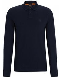BOSS - Passerby Long Sleeve Stretch-Cotton Polo Shirt With Logo Patch Nos - Lyst