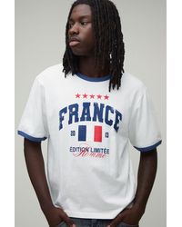 BoohooMAN - Boxy Regular France Print Ringer T-Shirt - Lyst