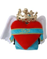Dolce & Gabbana - Red Blue Heart Wings Dg Crown Schoolrugzak - Lyst
