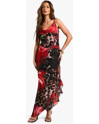 Boohoo - Leopard Floral Mix Chiffon Corset Maxi Dress - Lyst