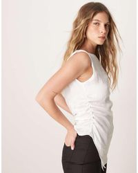 ASOS - Satin Gathered Waist Slash Neck Top - Lyst