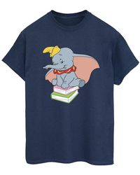 Disney - Ladies Dumbo Sitting On Books Cotton Boyfriend T-Shirt - Lyst