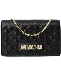 Moschino - Love Plain Shoulder Bag With Clip Fastening - Lyst