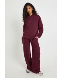 Boohoo - Neck Detail Sweatshirt Wide Leg Tracksuit - Lyst