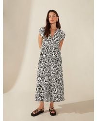 Ro&zo - Mono Aztec Print Wrap Neck Midi Dress - Lyst