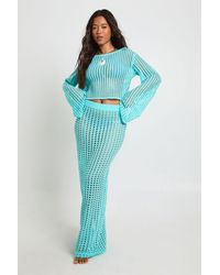 Boohoo - Crochet Knit Maxi Skirt - Lyst