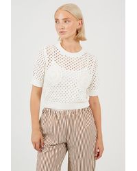 Brave Soul - Crochet Knit Short Sleeve T-Shirt With Shell Detail - Lyst