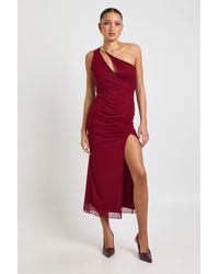 Boohoo - Cut Out One Shoulder Mesh Midaxi Dress - Lyst