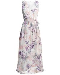 Gina Bacconi - Charly Long Printed Sleeveless Dress With Surplice Neckline - Lyst