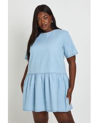 Boohoo - Plus Chambray Short Sleeve Skater Dress - Lyst
