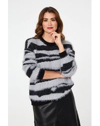 Izabel London - Zebra Print Textured Relaxed Jumper - Lyst