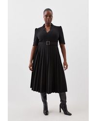 Karen Millen - Plus Size Structured Crepe Forever Pleat Dress - Lyst