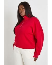 Boohoo - Plus Oversized Half Zip Sweatshirt - Lyst