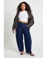 Boohoo - The Plus Mid Waist Barrel Jean - Lyst