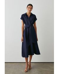 PRINCIPLES - Front Tie Shirt Midi Dress - Lyst