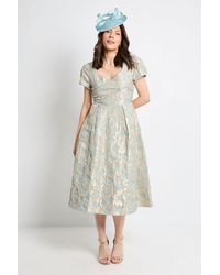 Wallis - Jacquard Seam Detail Midi Dress - Lyst
