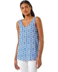 Roman - Floral V-Neck Stretch Cami Top - Lyst