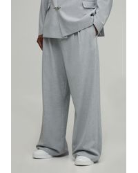 BoohooMAN - Tailored Pinstripe Pleat Front Wide Fit Suit Trousers - Lyst