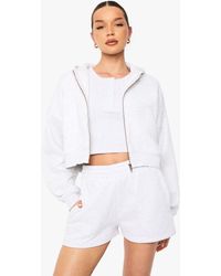Boohoo - Boxy Balloon Sleeve Oversized Zip Through Hoodie - Lyst