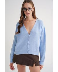 MixRay - Textured V-Neck Button Cardigan - Lyst