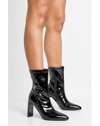 Boohoo - Texture Patent Flat Heel Ankle Boots - Lyst