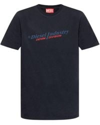 DIESEL - Marineblauw T-shirt Met Industry Denim Division-logo - Lyst