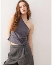 Collusion - One Shoulder Top With Hardwear Waist Tie - Lyst