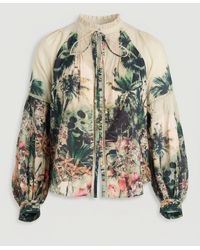 Karen Millen - Plus Size Botanical Print Woven Balloon Sleeve Blouse - Lyst