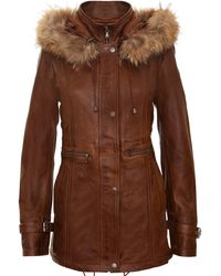 Infinity Leather - Warme Damen-Parkajacke Aus Leder Mit Kapuze – Northwich - Lyst