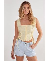 Nasty Gal - Soft Corset Broderie Lace Up Side Top - Lyst