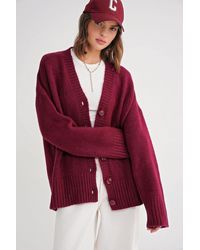 MixRay - Buttoned V-Neck Ribbed Knit Cardigan - Lyst