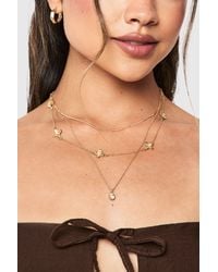 Boohoo - Flower Detail Layered Necklace - Lyst