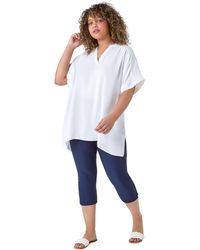 Roman Curve - Cropped Elastic Waist Stretch Trouser - Lyst