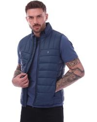 Farah - Men's Arsenal Wadded Gilet In Dark Blue - Lyst