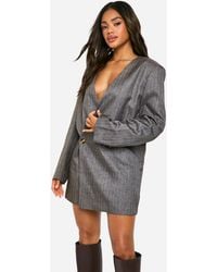 Boohoo - Premium Heavy Pinstripe Oversized Blazer Dress - Lyst