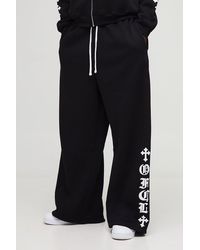 BoohooMAN - Gothic Graphic Puff Print Extended Drawcord Wide Leg Joggers - Lyst