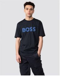 BOSS - Men's Cotton-jersey Tee1 Logo Print T-shirt In Navy - Lyst