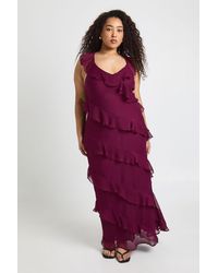 Boohoo - Plus Chiffon Ruffle Strappy Maxi Dress - Lyst
