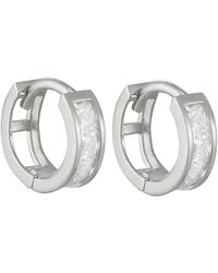 SEOL + GOLD - Sterling Tiny Cz Cage Huggie Earrings - Lyst