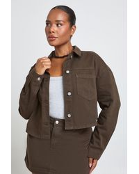 Boohoo - Plus Cropped Denim Jacket - Lyst